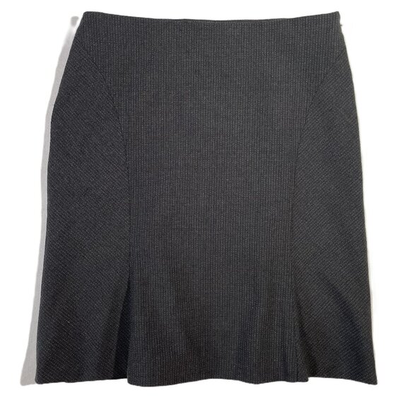 Classiques Wool Stretch Tulip Hem Skirt Size 12 Black Charcoal Pinstripe - Picture 1 of 13